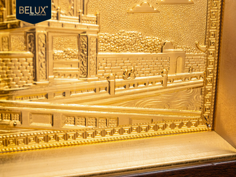 Tranh Khuê Văn Các bằng đồng&nbsp;mạ vàng 24k 25x20cm